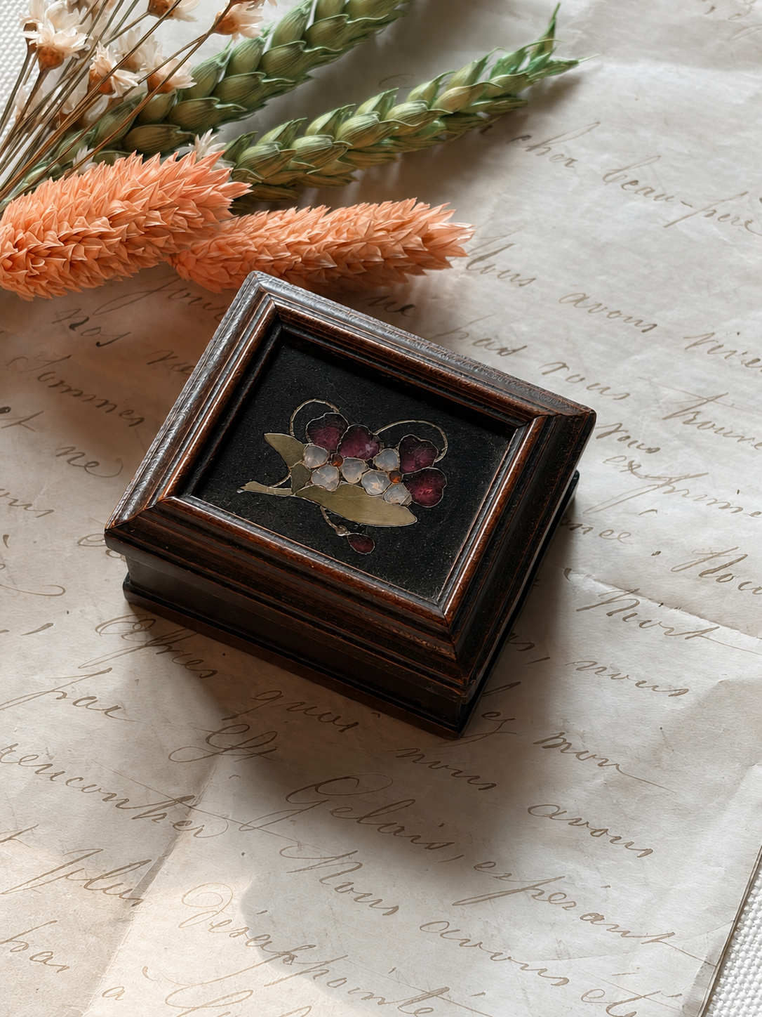 Miniature Italian Wood & Pietra Dura Box