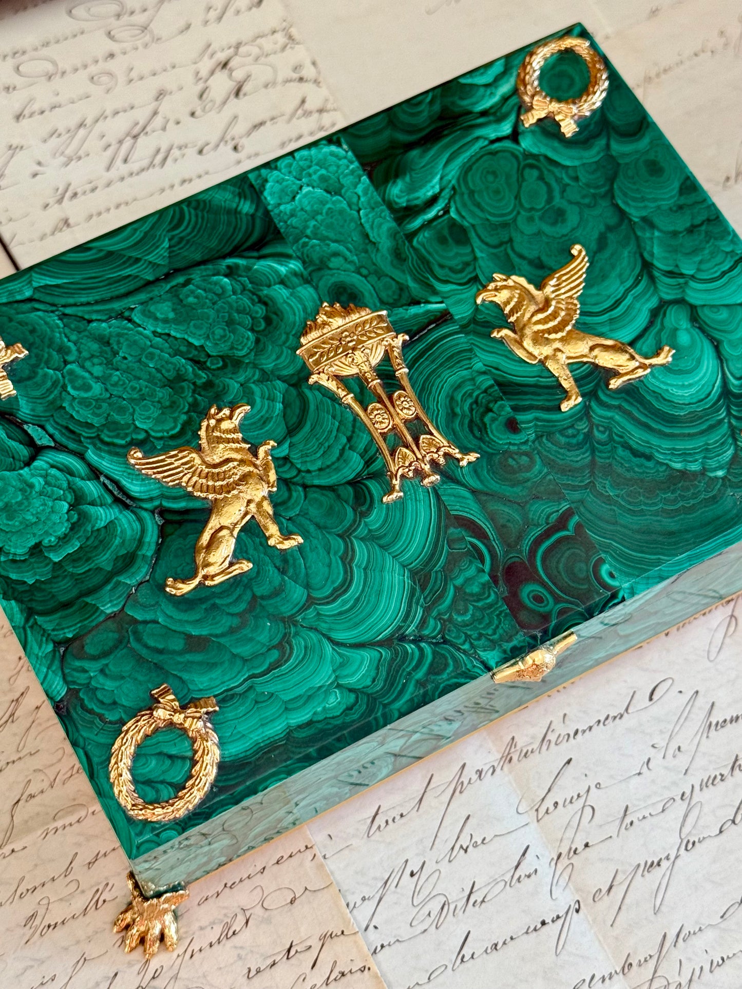 Vintage Malachite & Bronze Box