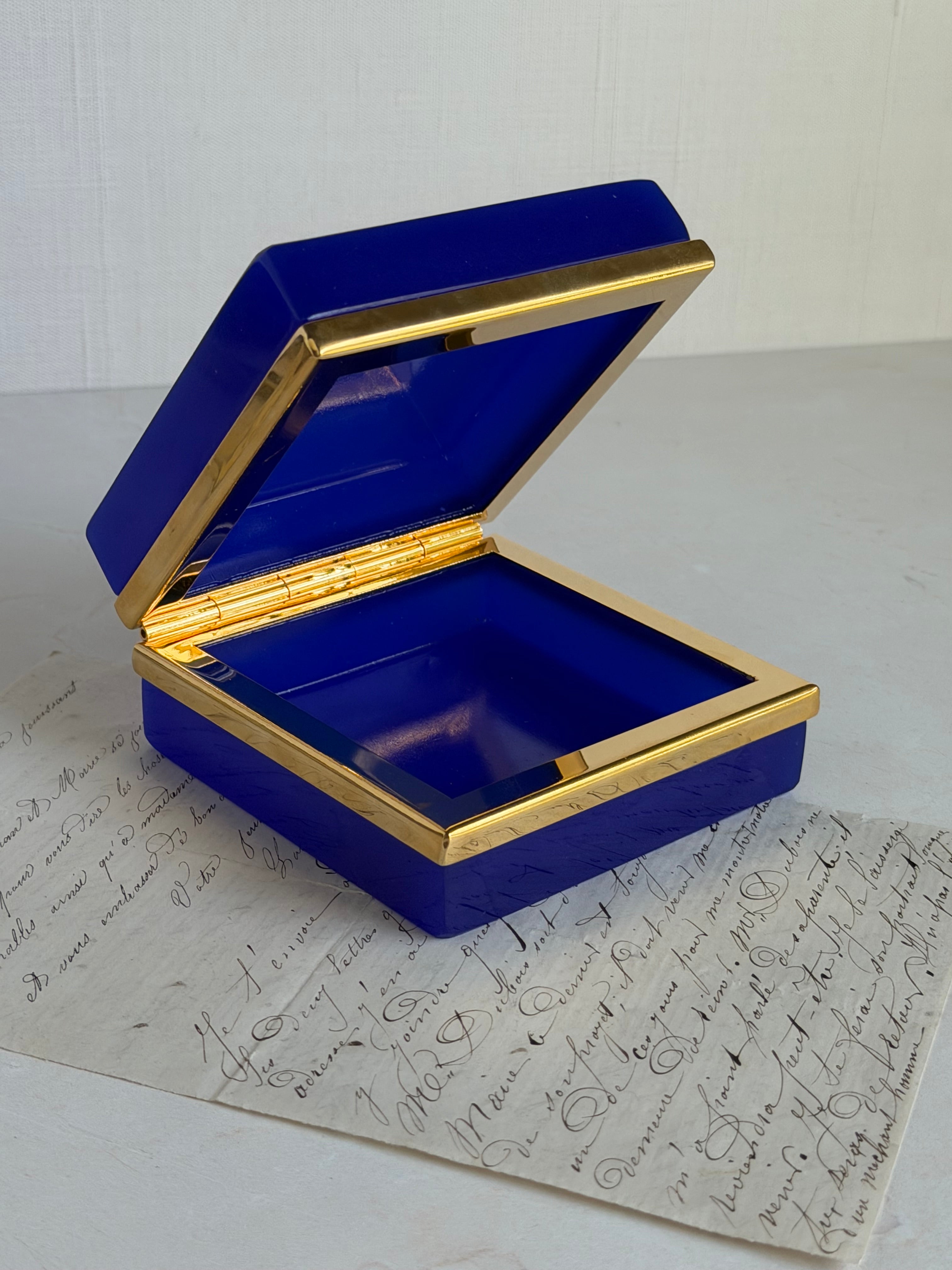 Vintage Cobalt Opaline Box