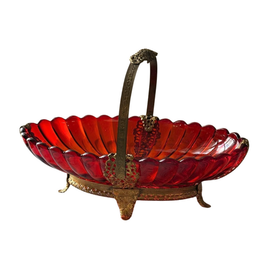 Red Glass & Ormolu Basket