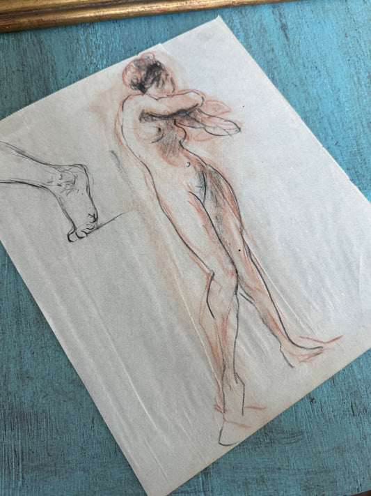 Antique French Figure Study | Graphite & Sanguine on Paper