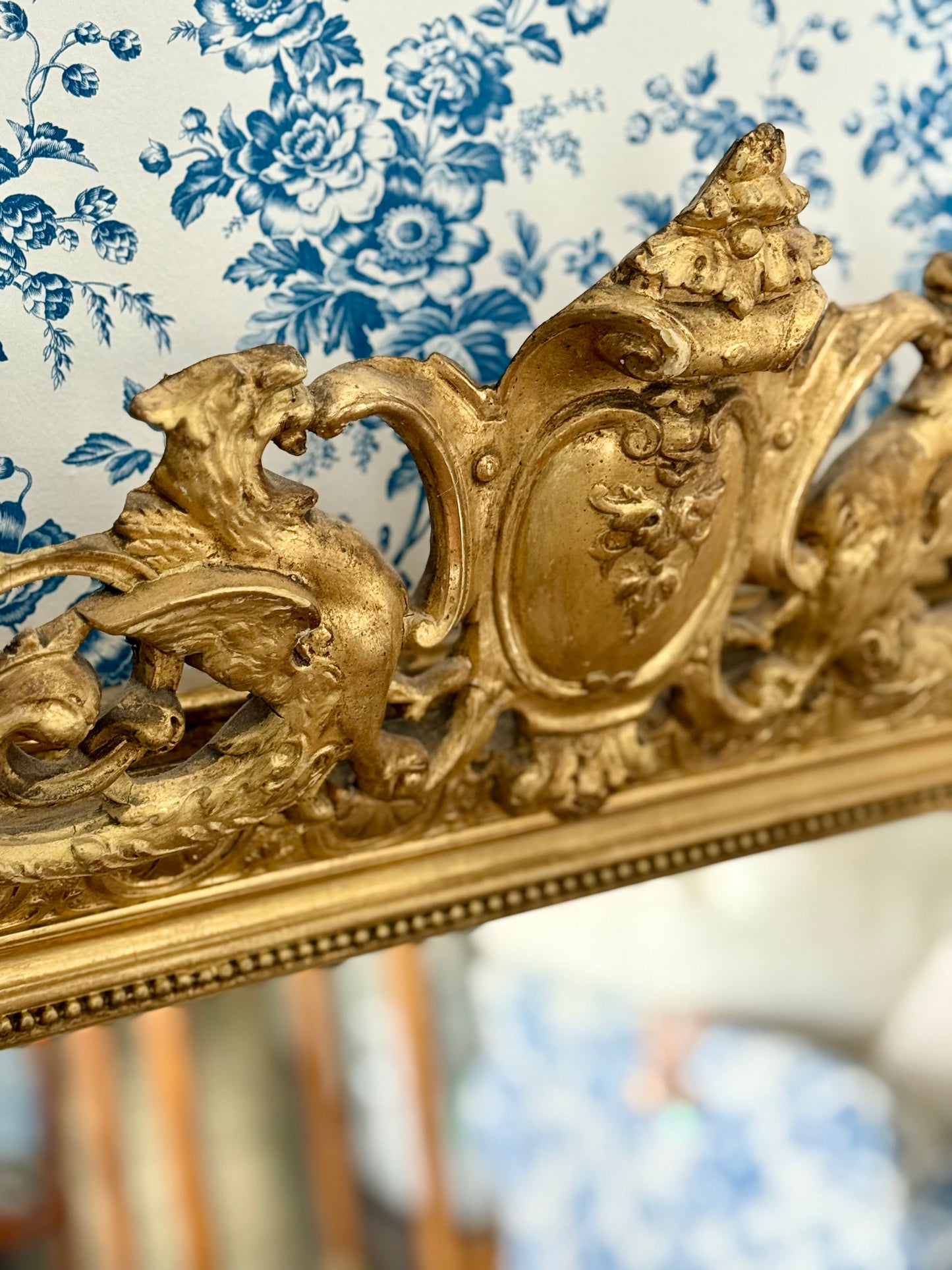 Antique French Giltwood Floor Mirror