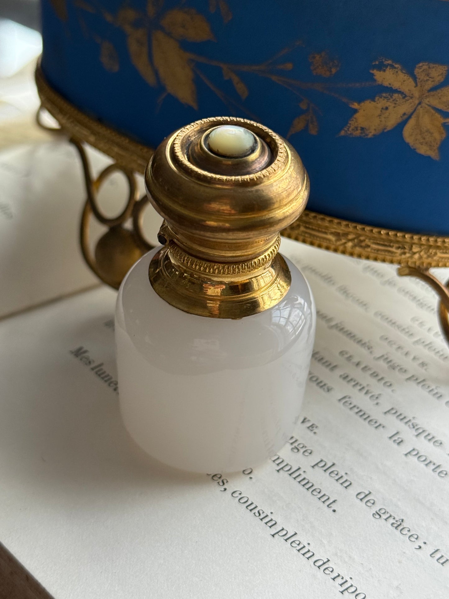 French Perfume Casket with Opaline Bottles