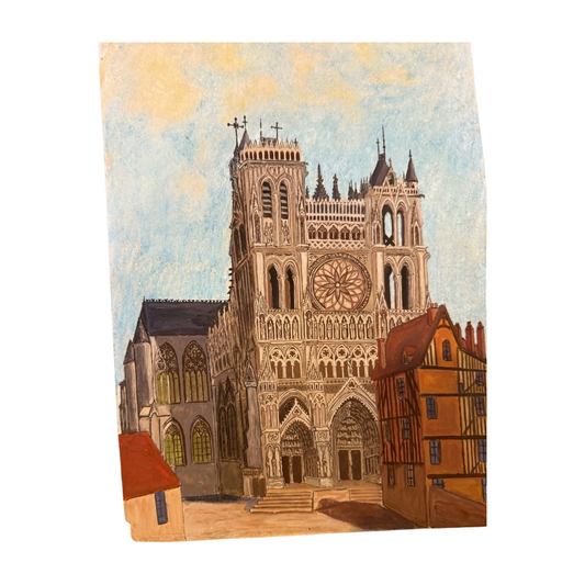 1930's French Cathedral Watercolor