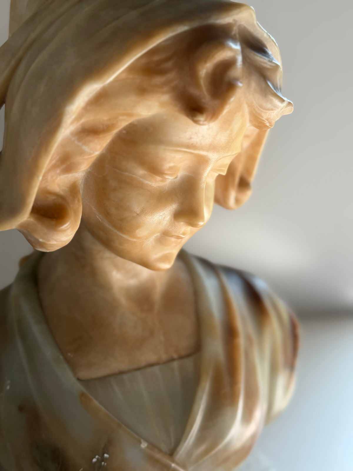 French Alabaster Bust of a Woman