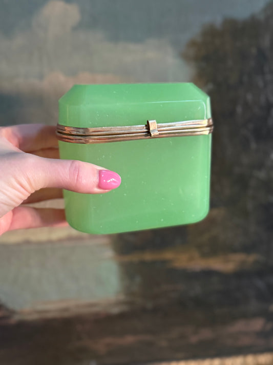 Antique Green Opaline Casket