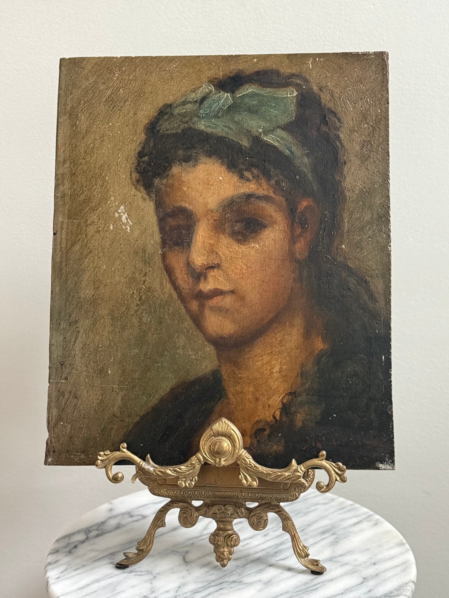 19th Century French Portrait Painting (Oil on Board)