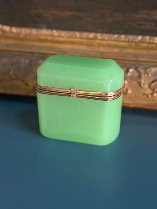 Antique Green Opaline Casket
