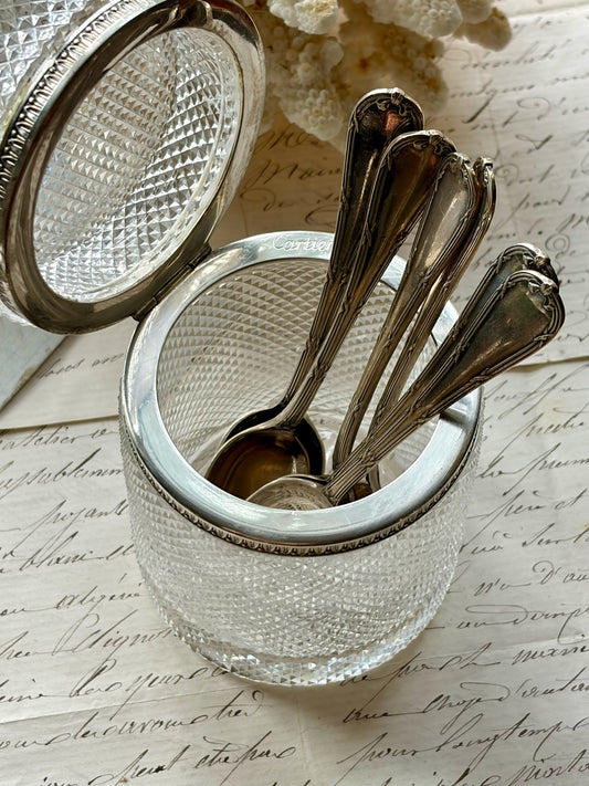 Set of 6 Christofle Silver Plated Espresso Spoons in the Rubans Pattern (sourced in France)