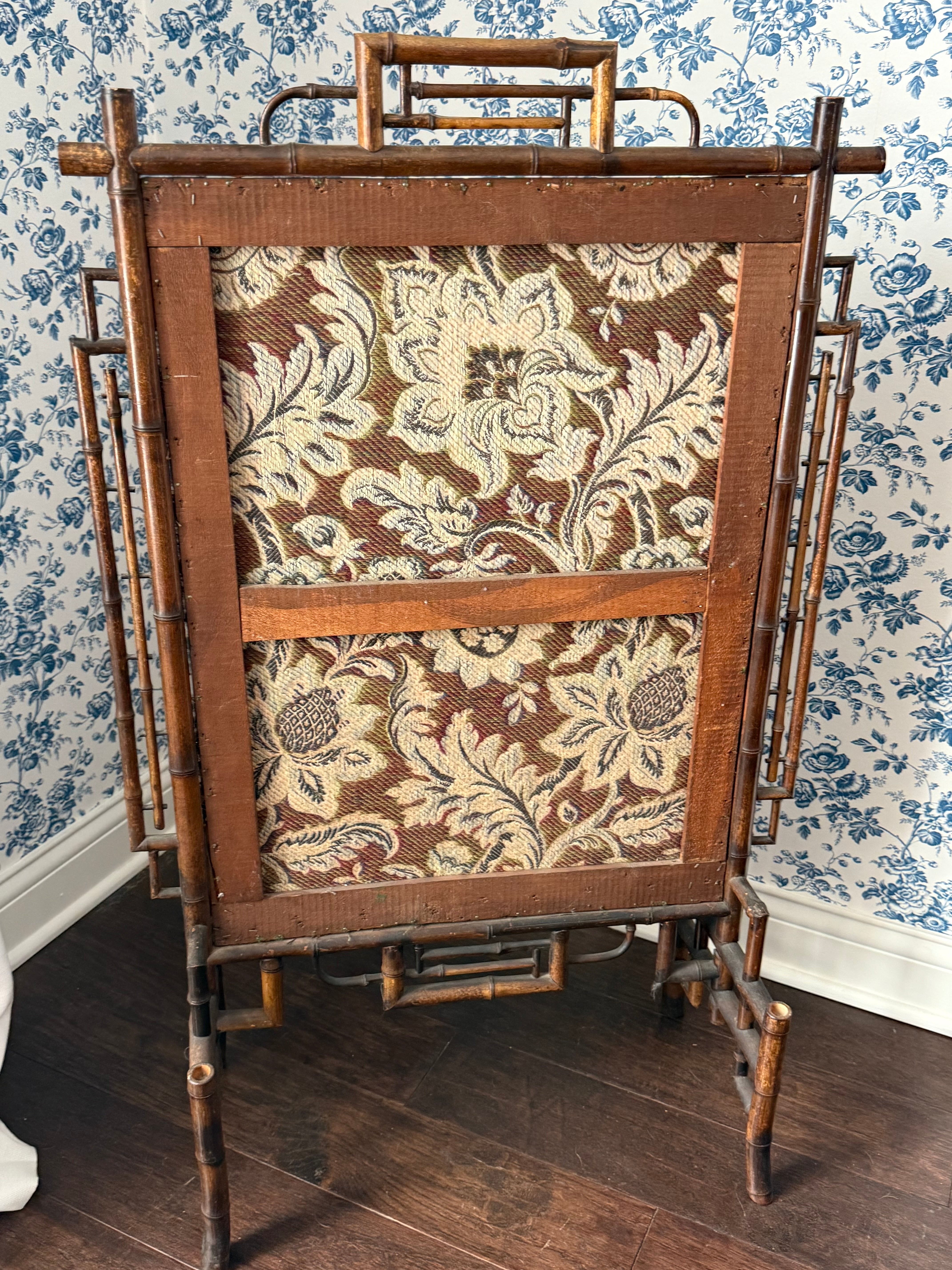 Antique French Bamboo Fire Screen