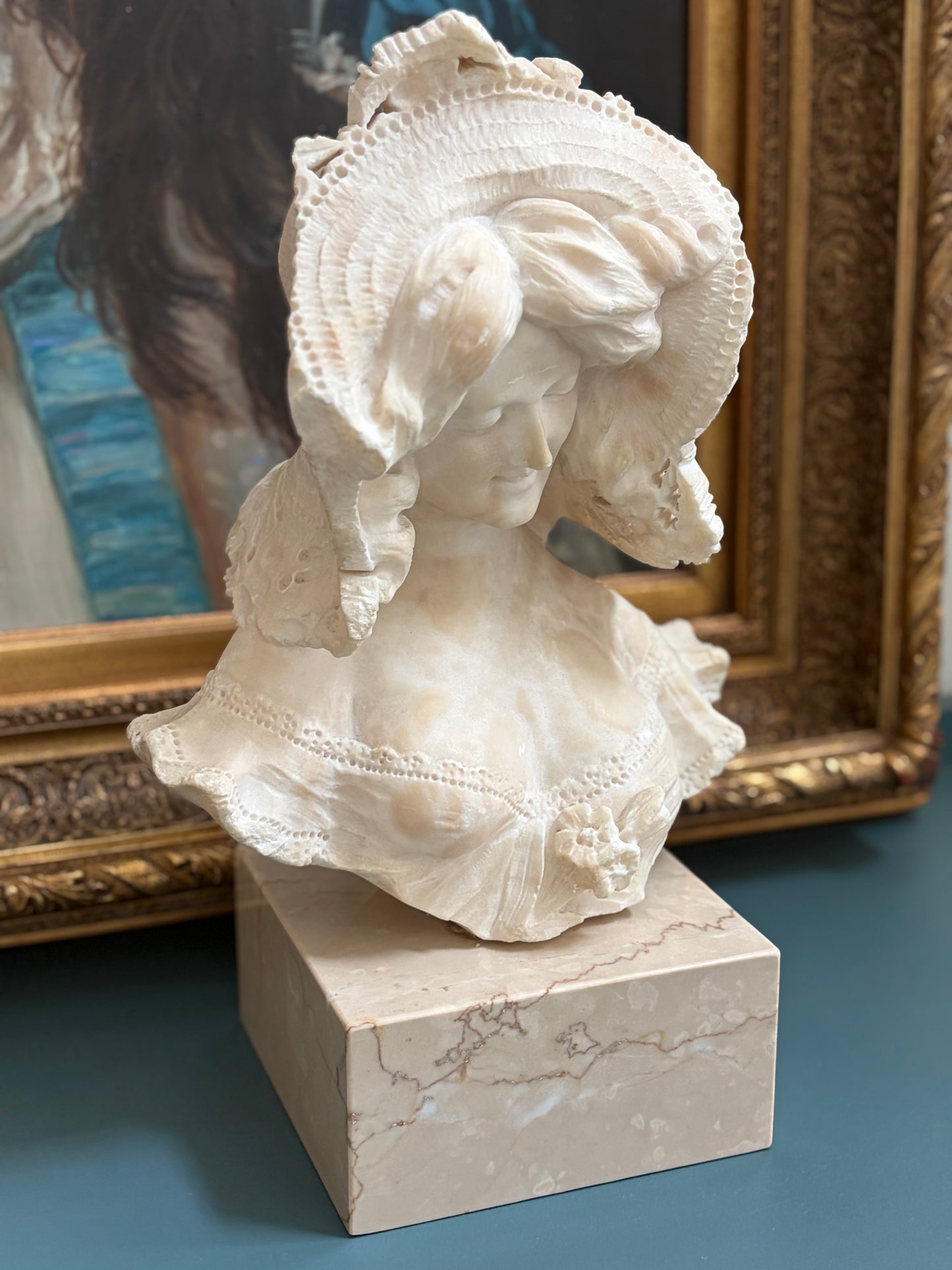 Antique Alabaster Bust of a Lady