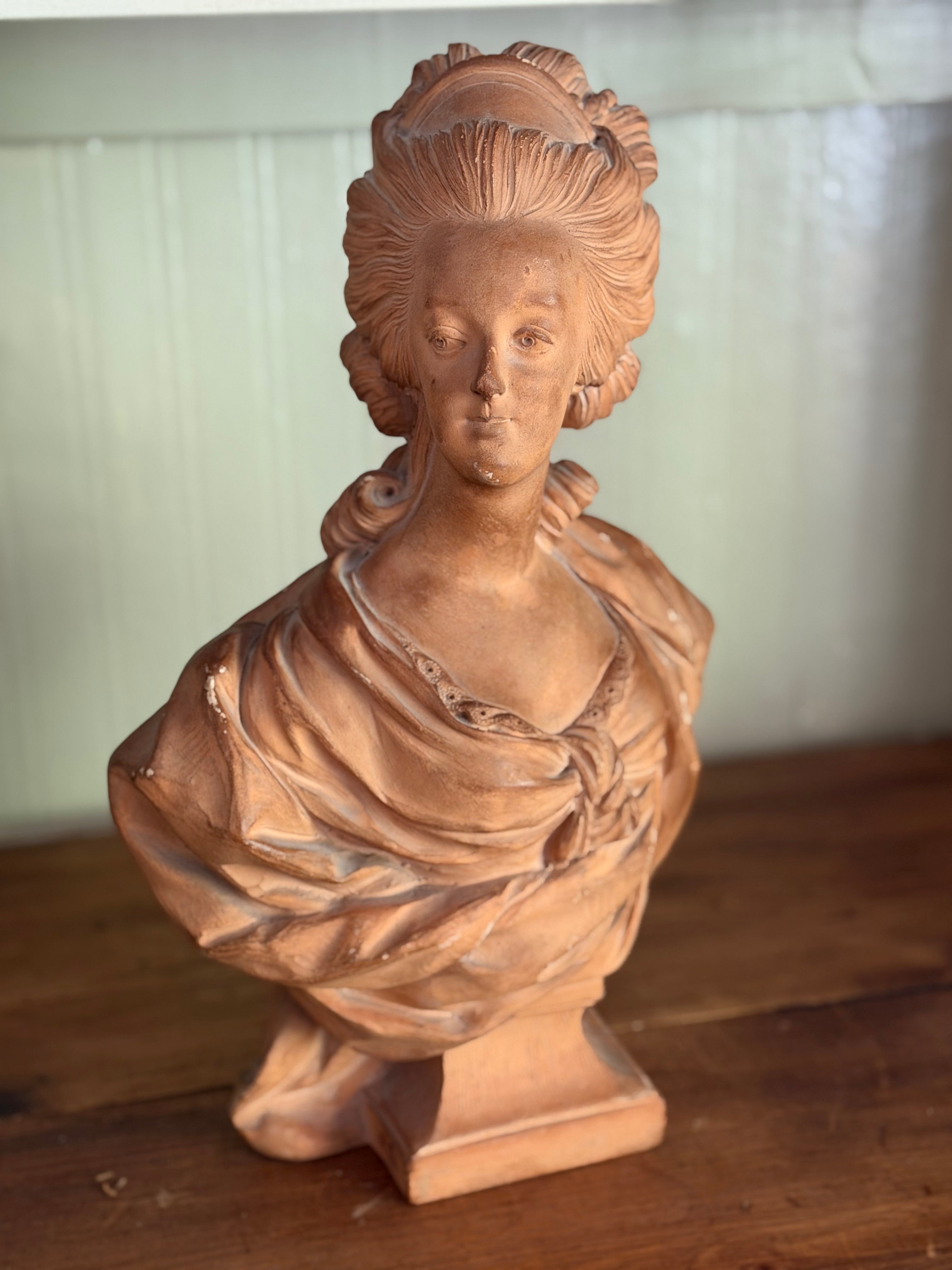 Antique Marie Antoinette Terracotta Bust