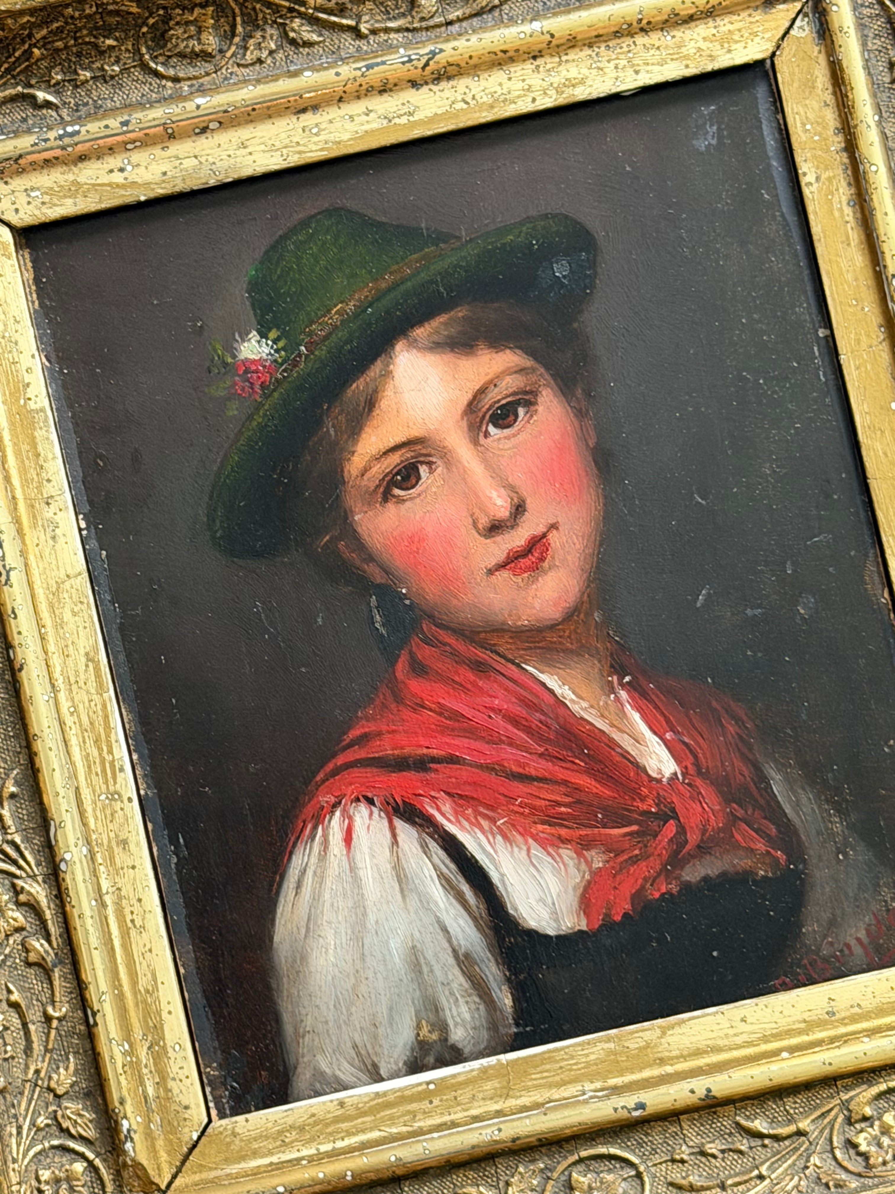 Antique Portrait of a Young Woman in Tyrolean Dress