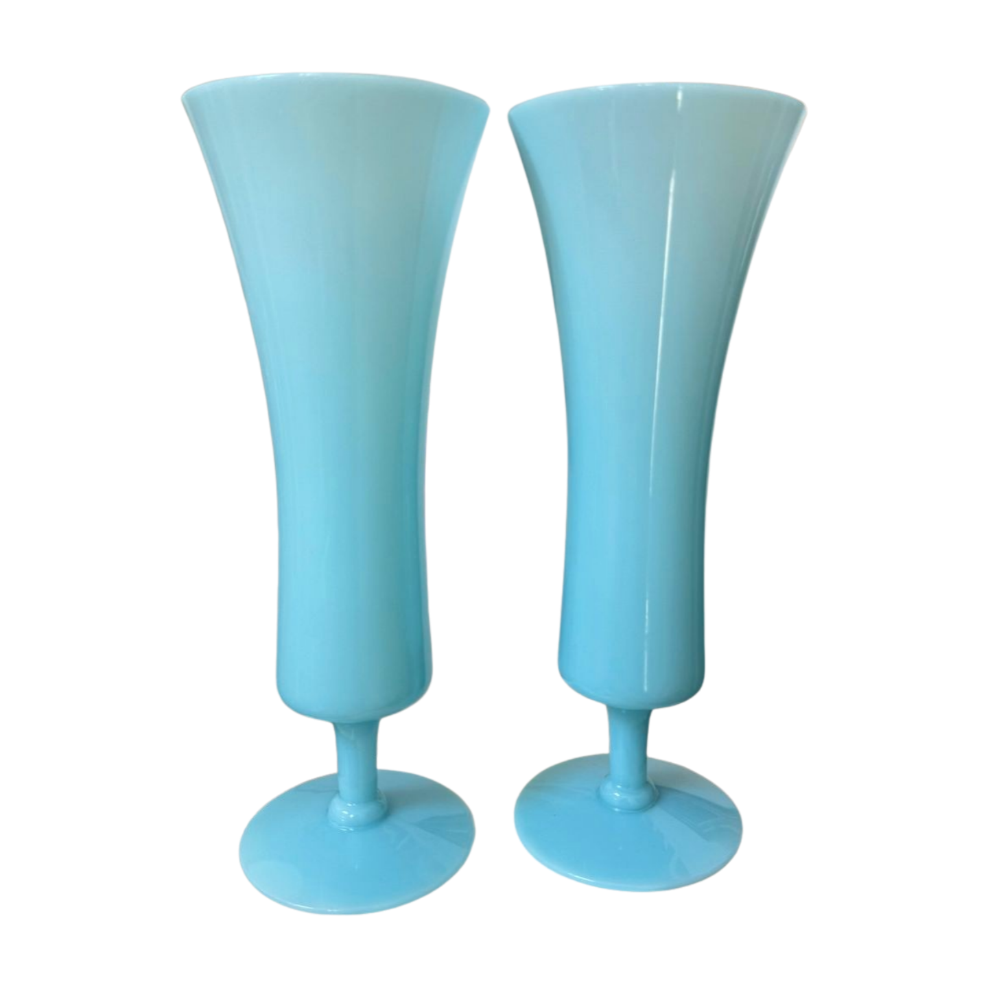 Pair of Vintage French Blue Opaline Vases