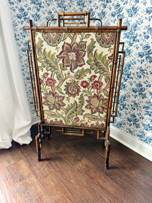 Antique French Bamboo Fire Screen