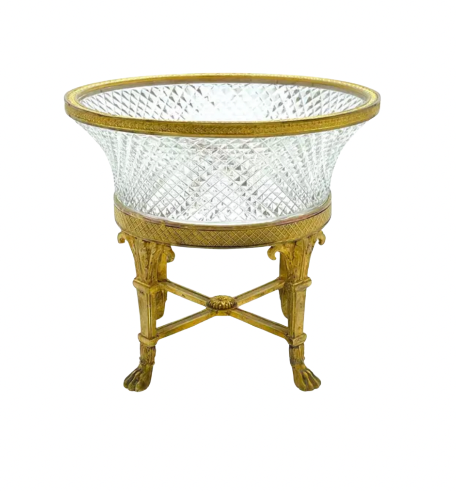 French Crystal and Gilt Bronze Pedestal Bowl