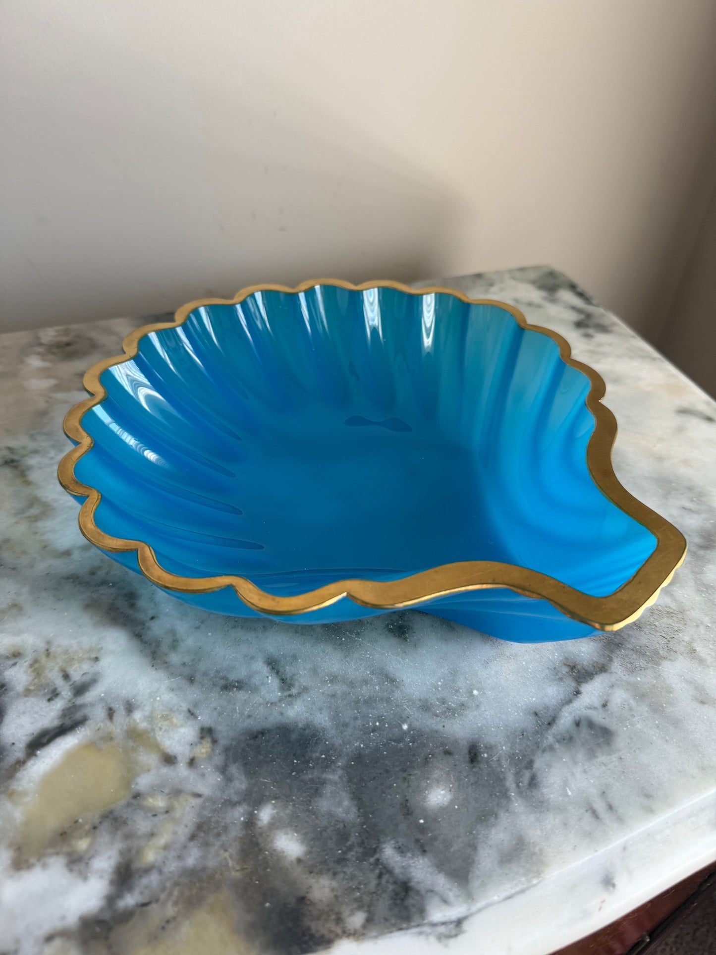 Blue Italian Opaline Shell Dish