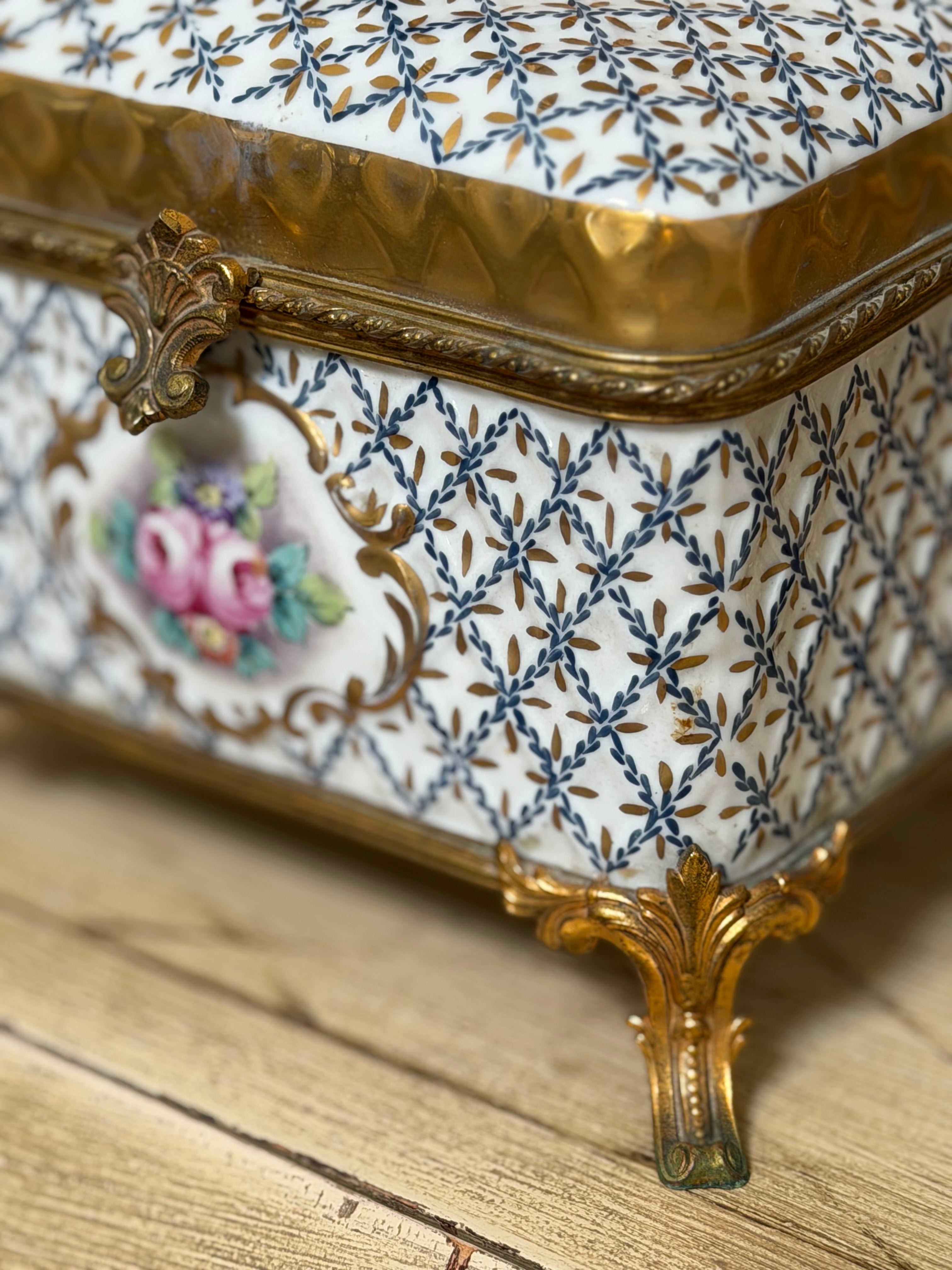 19th Century French Porcelain & Bronze Casket