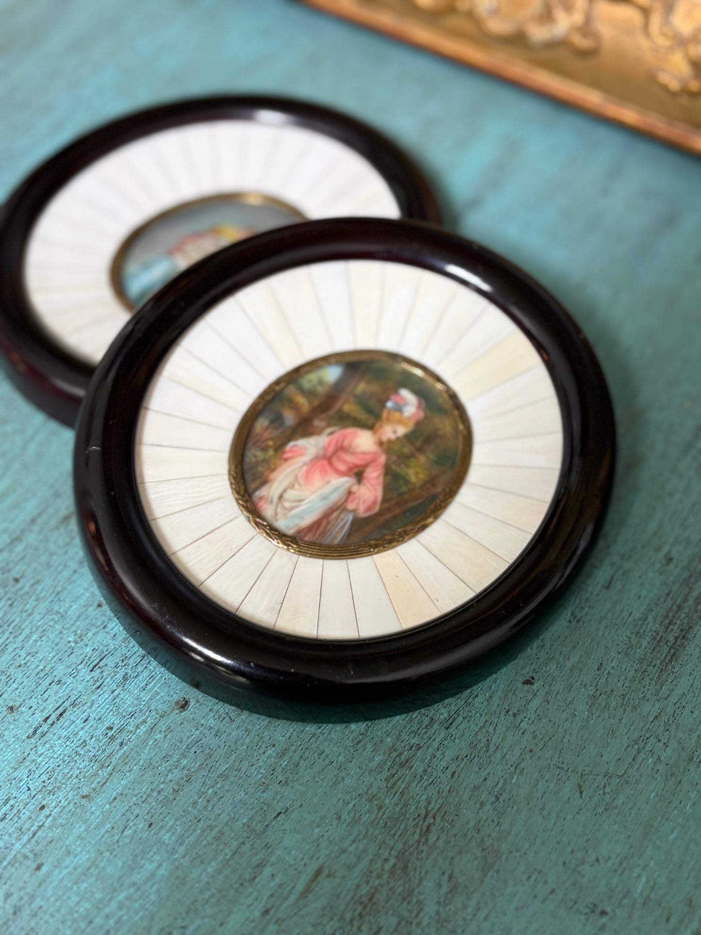 Antique French Hand-Painted Portrait