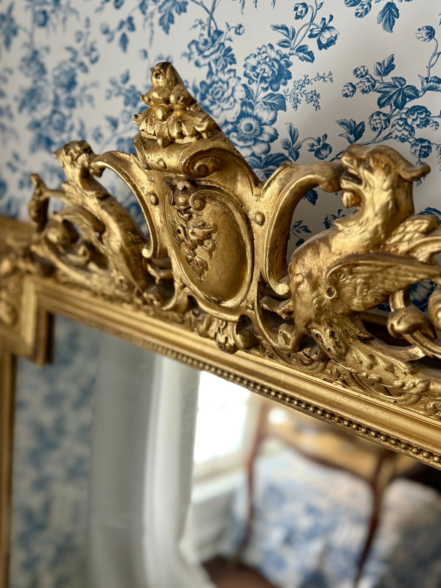 Antique French Giltwood Floor Mirror
