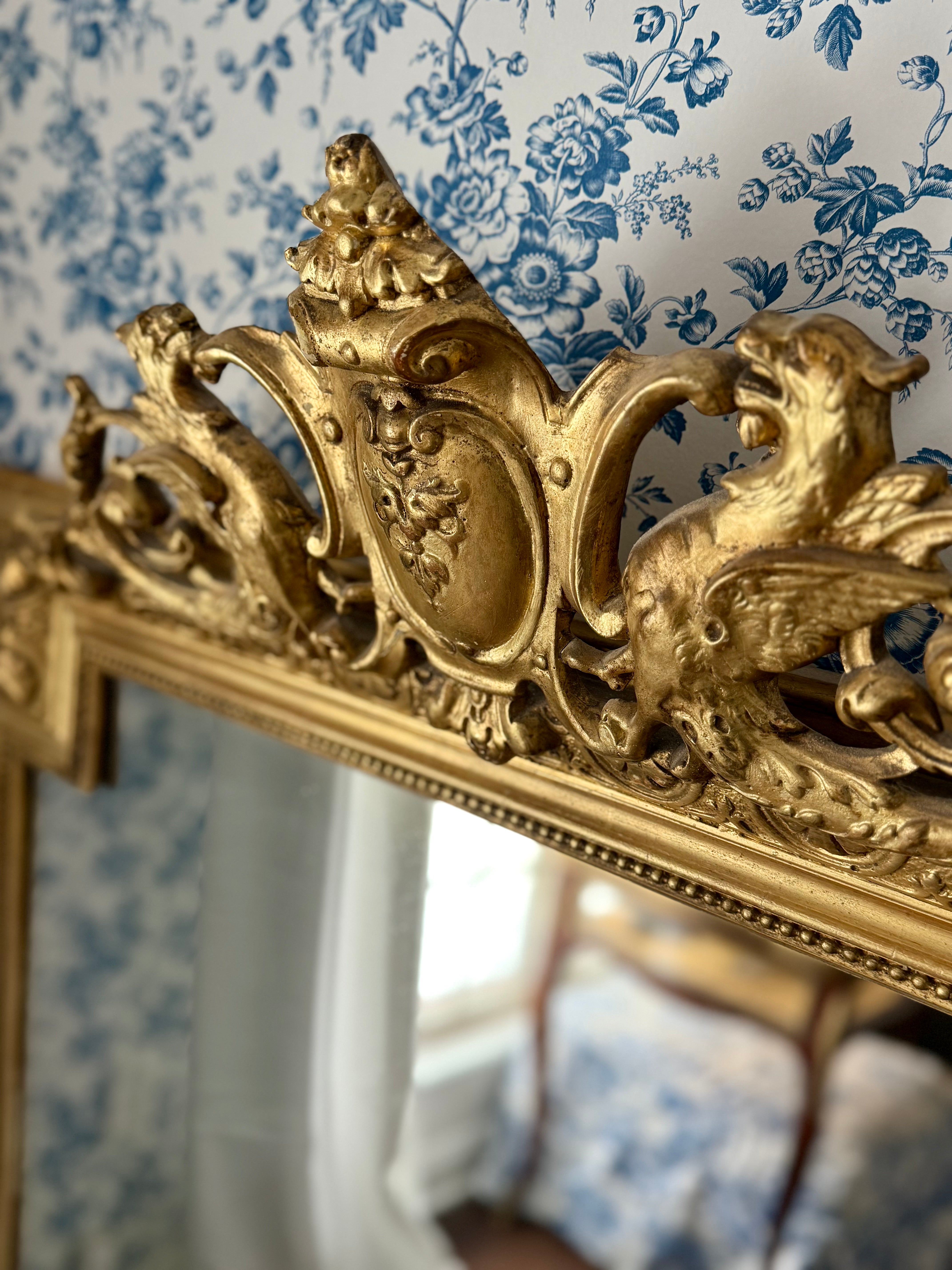 Antique French Giltwood Floor Mirror