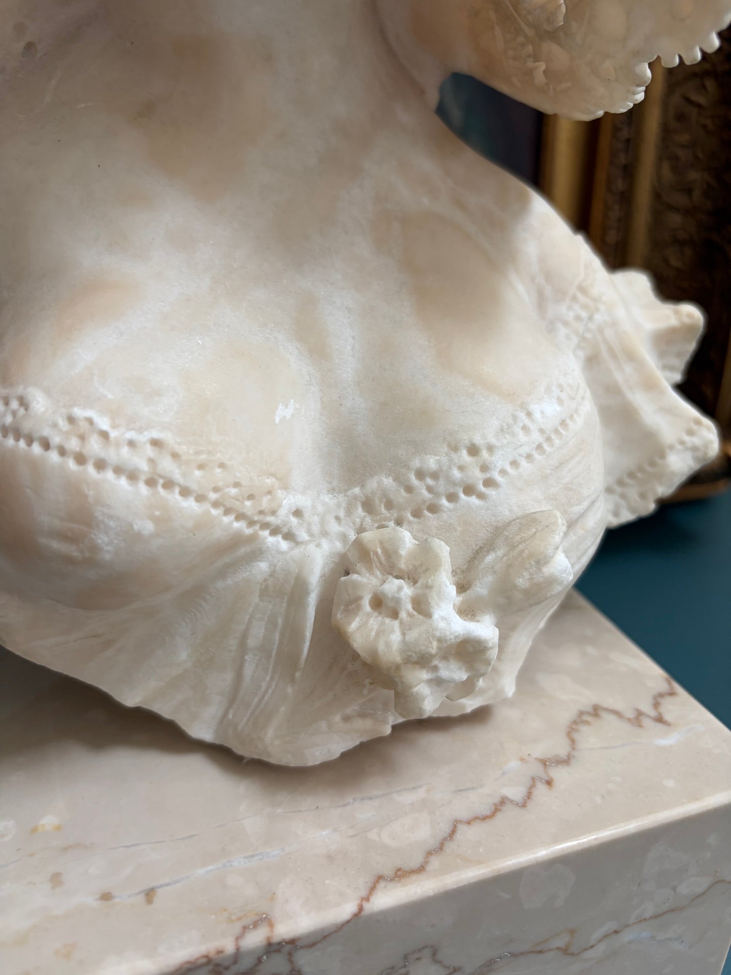 Antique Alabaster Bust of a Lady