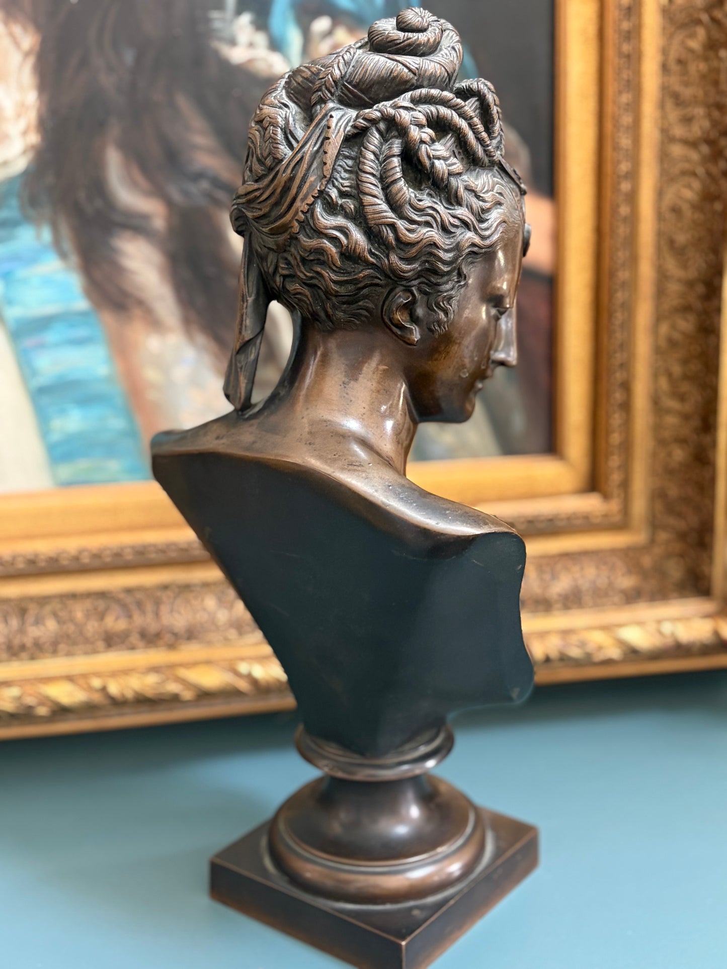 Antique Bronze Bust of Diana the Huntress