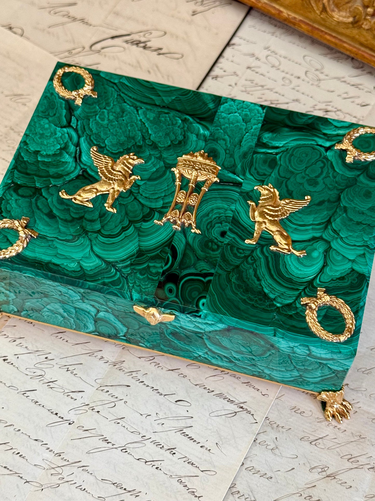 Vintage Malachite & Bronze Box