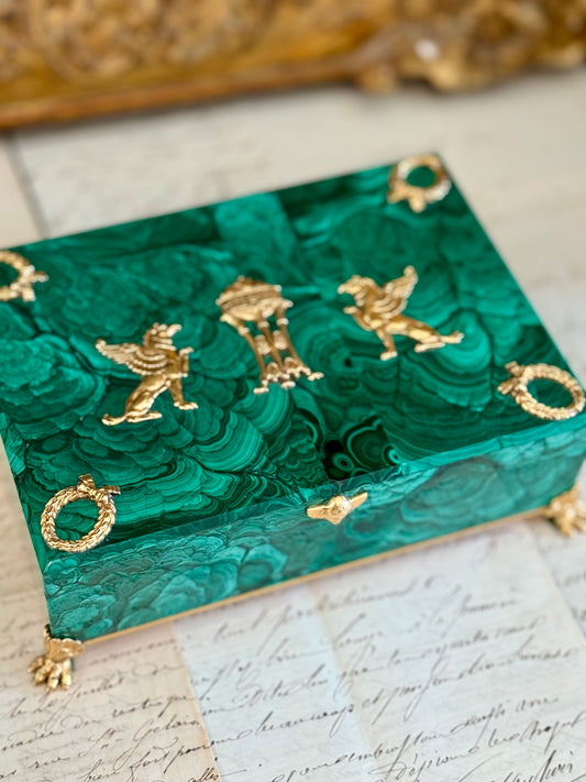 Vintage Malachite & Bronze Box