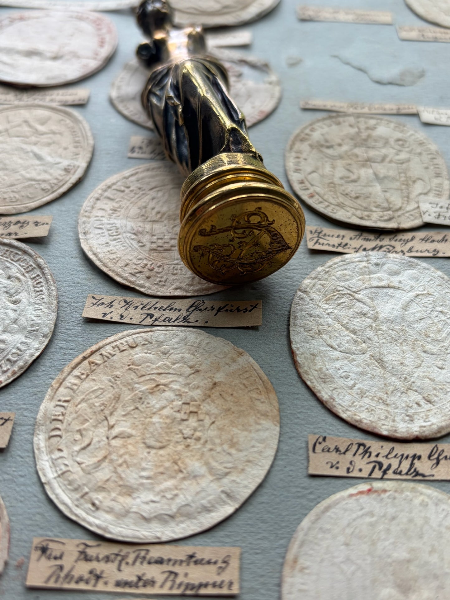Antique French Figural Wax Seal — Venus de Milo, Gilt Bronze, Engraved Monogram, 19th Century