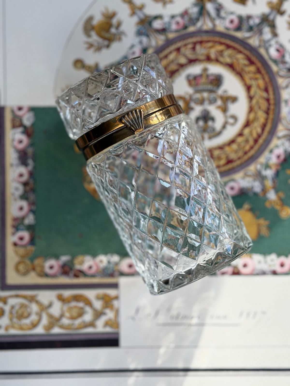 Antique French Cut Crystal Casket with Gilt Mounts