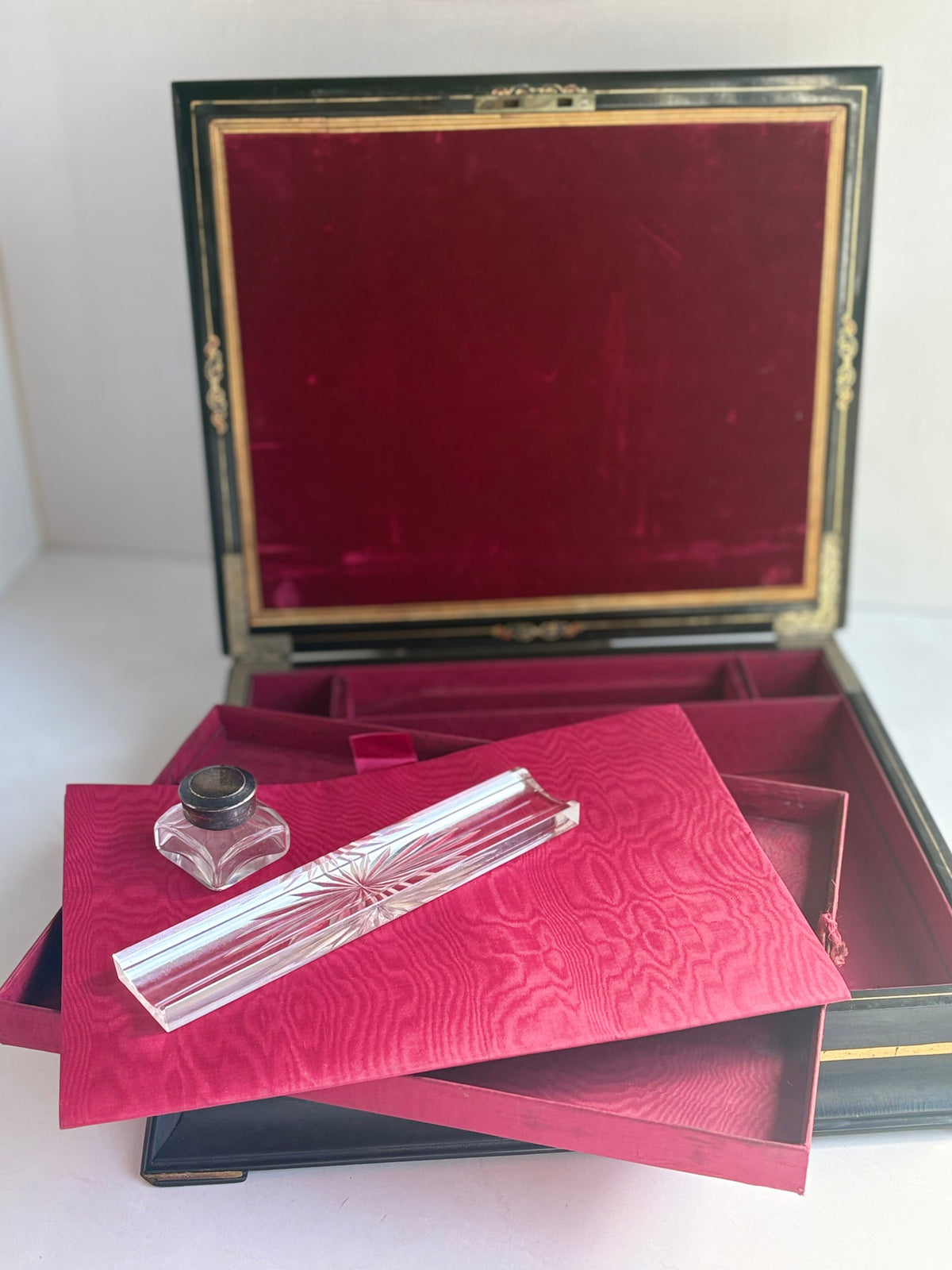 Antique Victorian Papier-Mâché Writing Box by Jennens & Bettridge