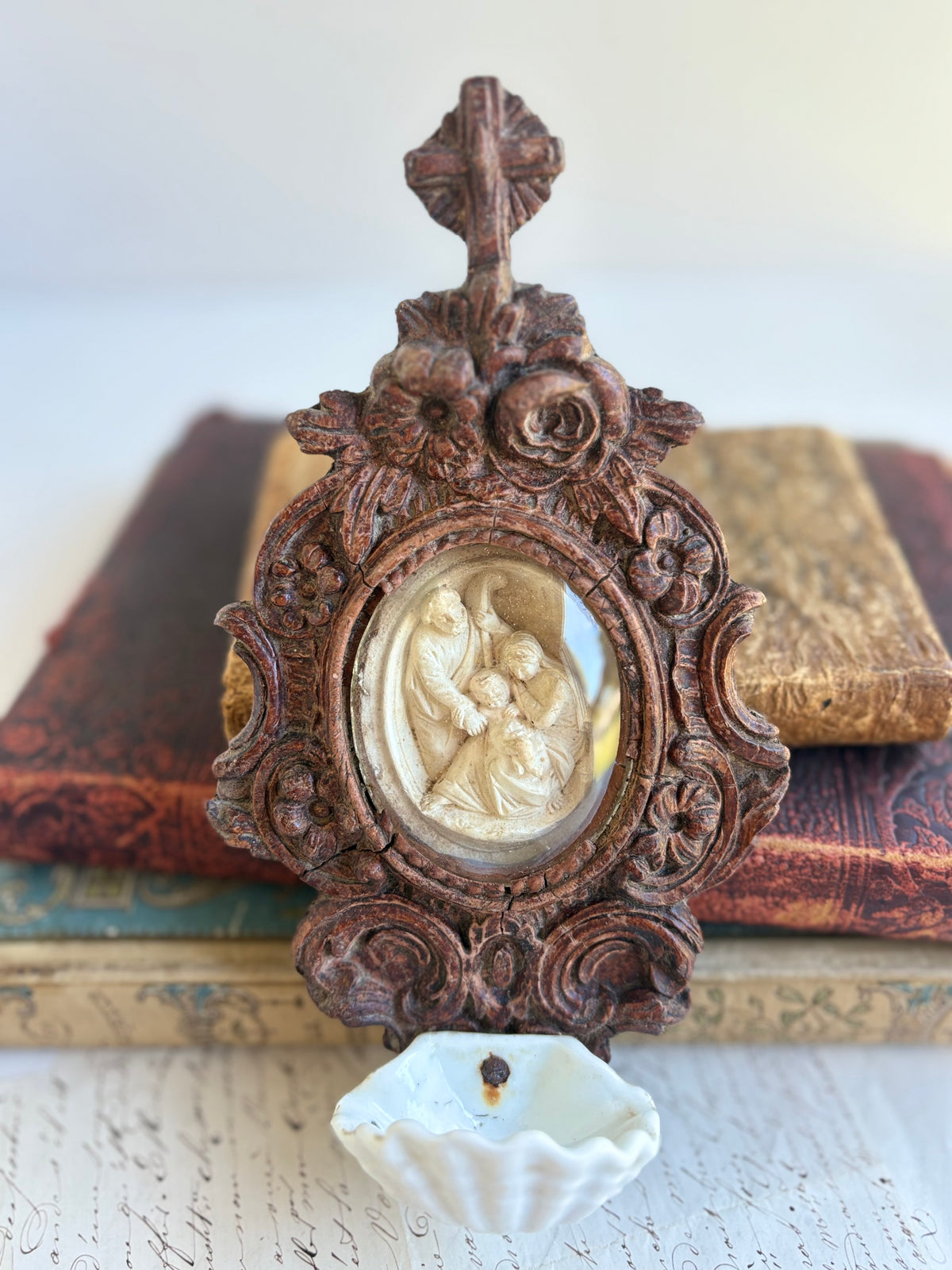 Antique French Religious Holy Water Font