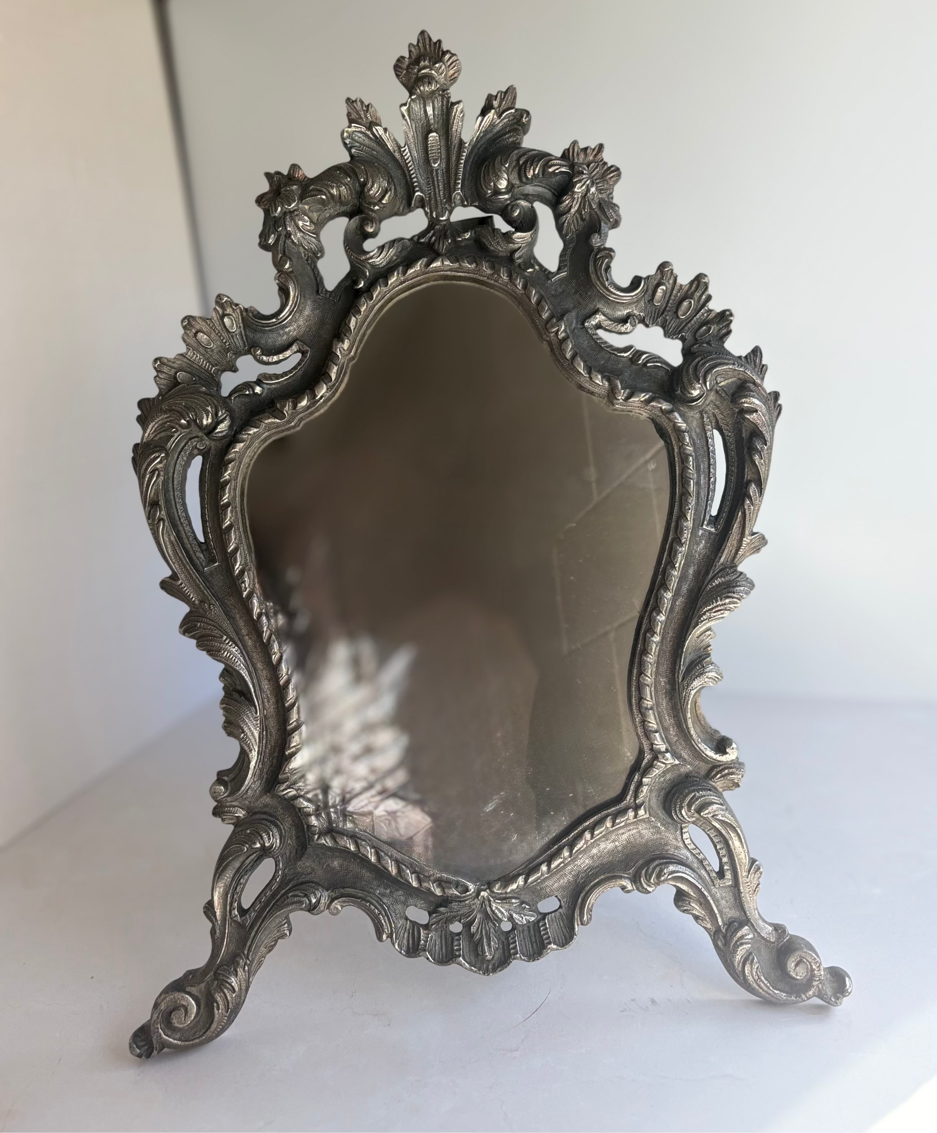 Antique French Silverplate Mirror