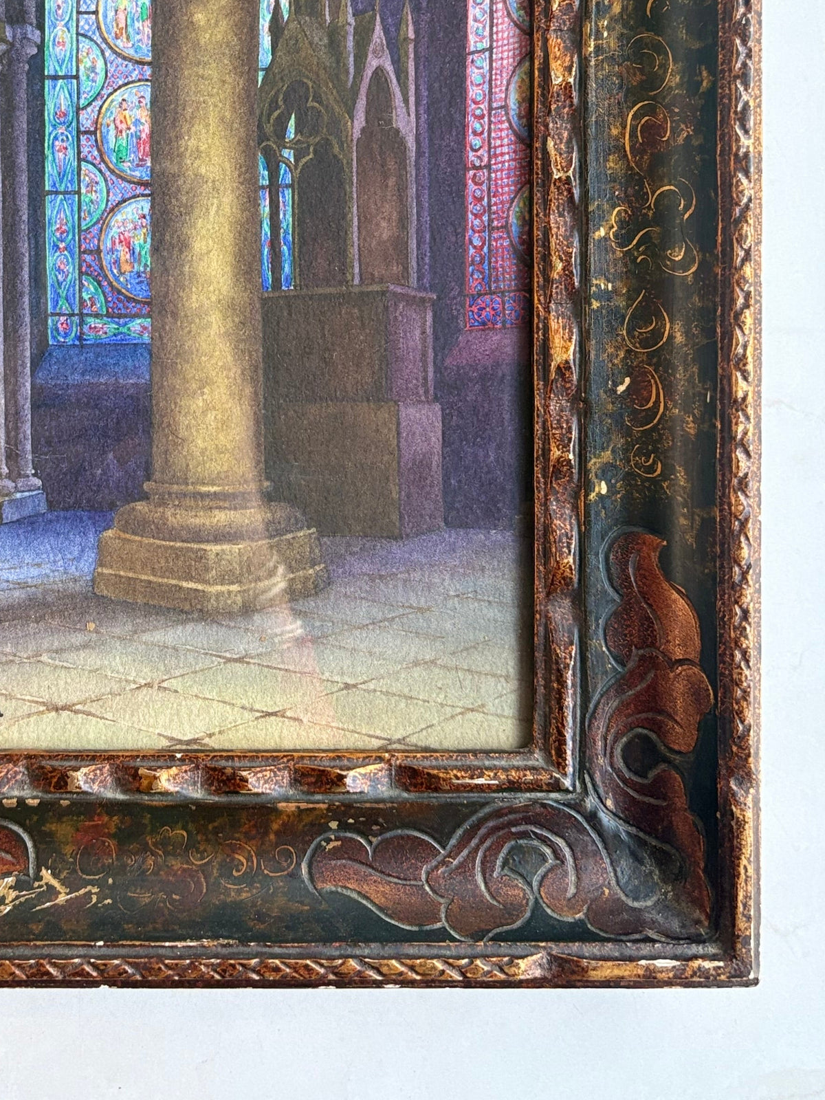 Signed French Watercolor Painting of a Church