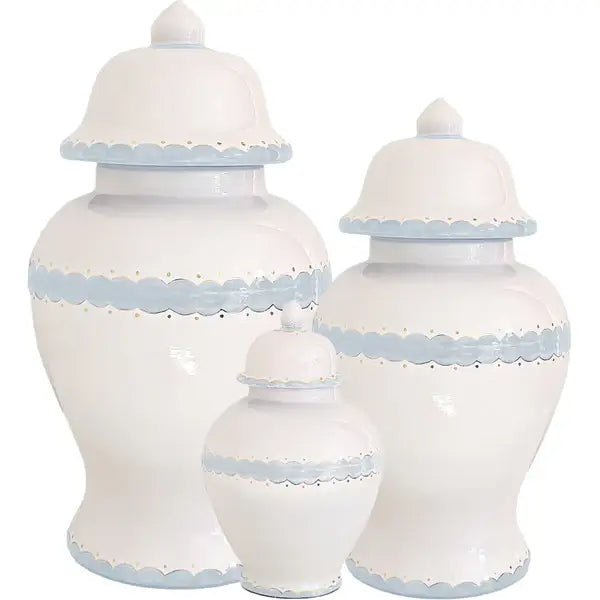 Scallop Ginger Jars in Hydrangea Light Blue: Medium