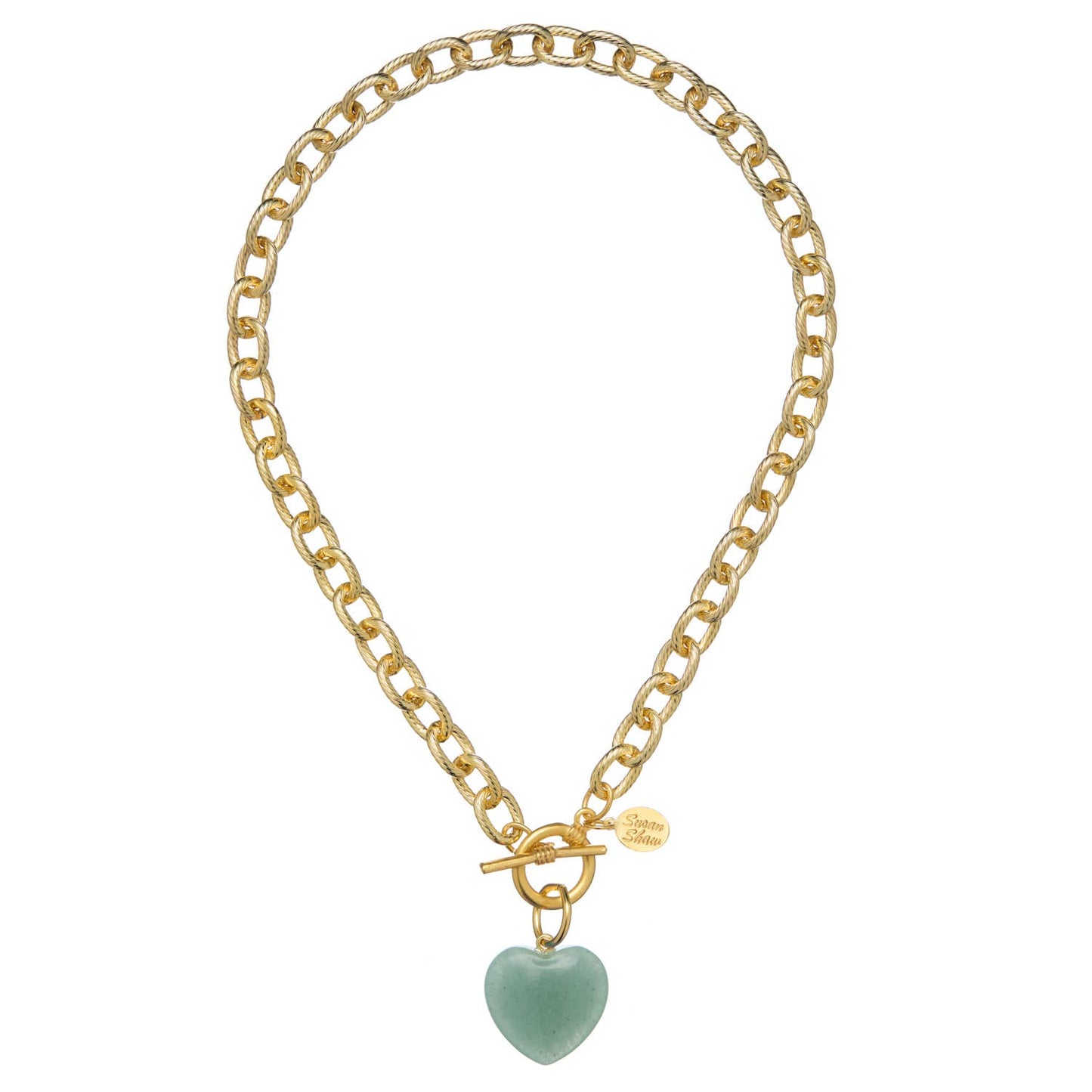Stone Heart Toggle Necklace: Green Jade