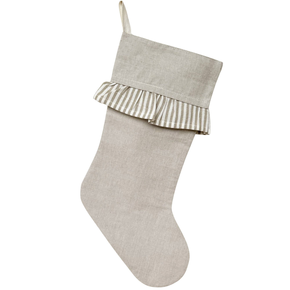 Classic Christmas Stockings with Ticking Ruffle: Green Ruffle, view 4