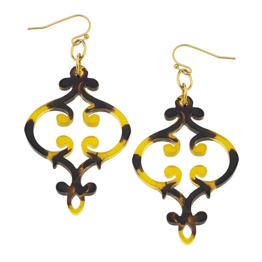 Gold and Tortoise French Swirl Earrings