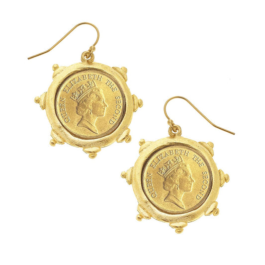 Queen Elizabeth II Coin Drop Earrings