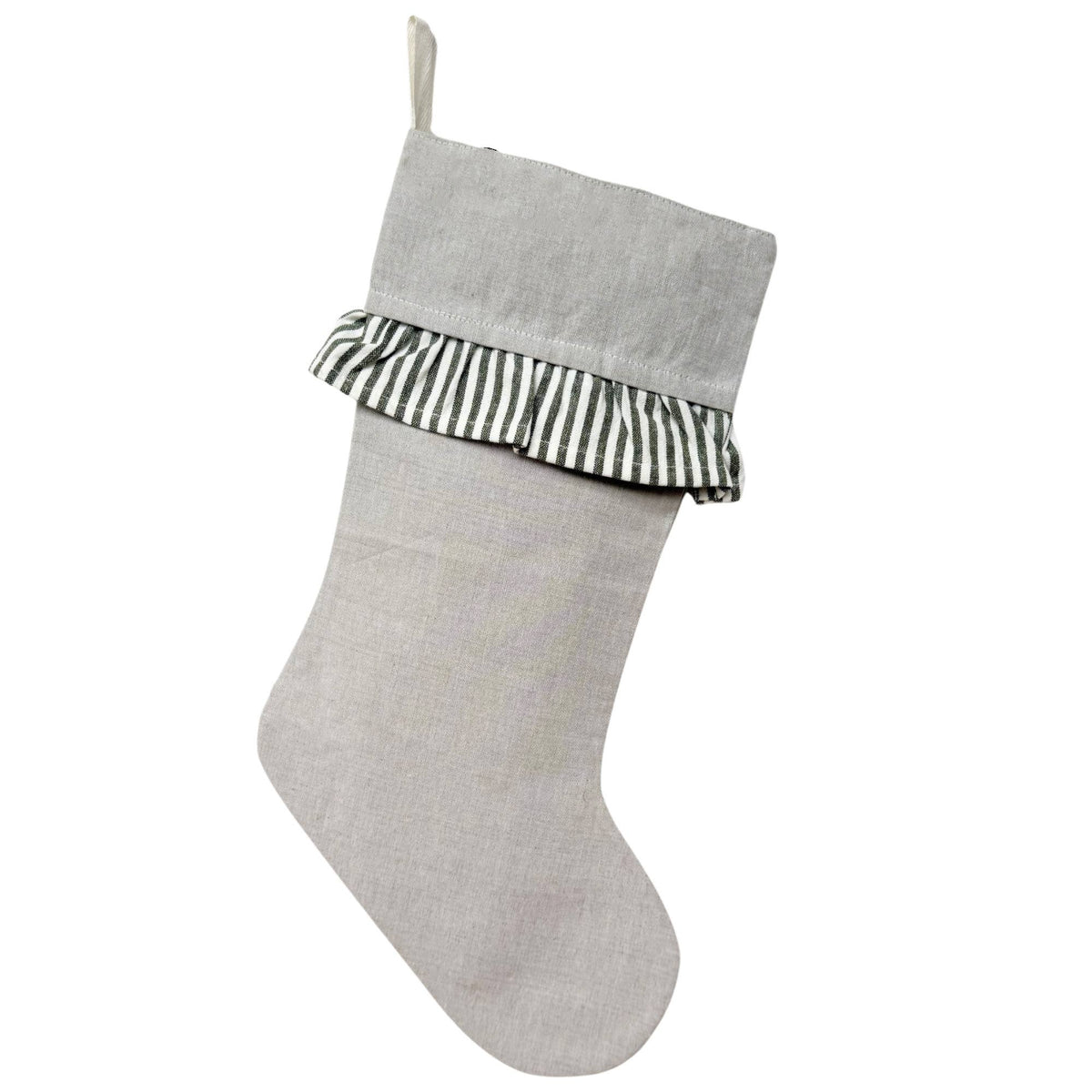 Classic Christmas Stockings with Ticking Ruffle: Green Ruffle