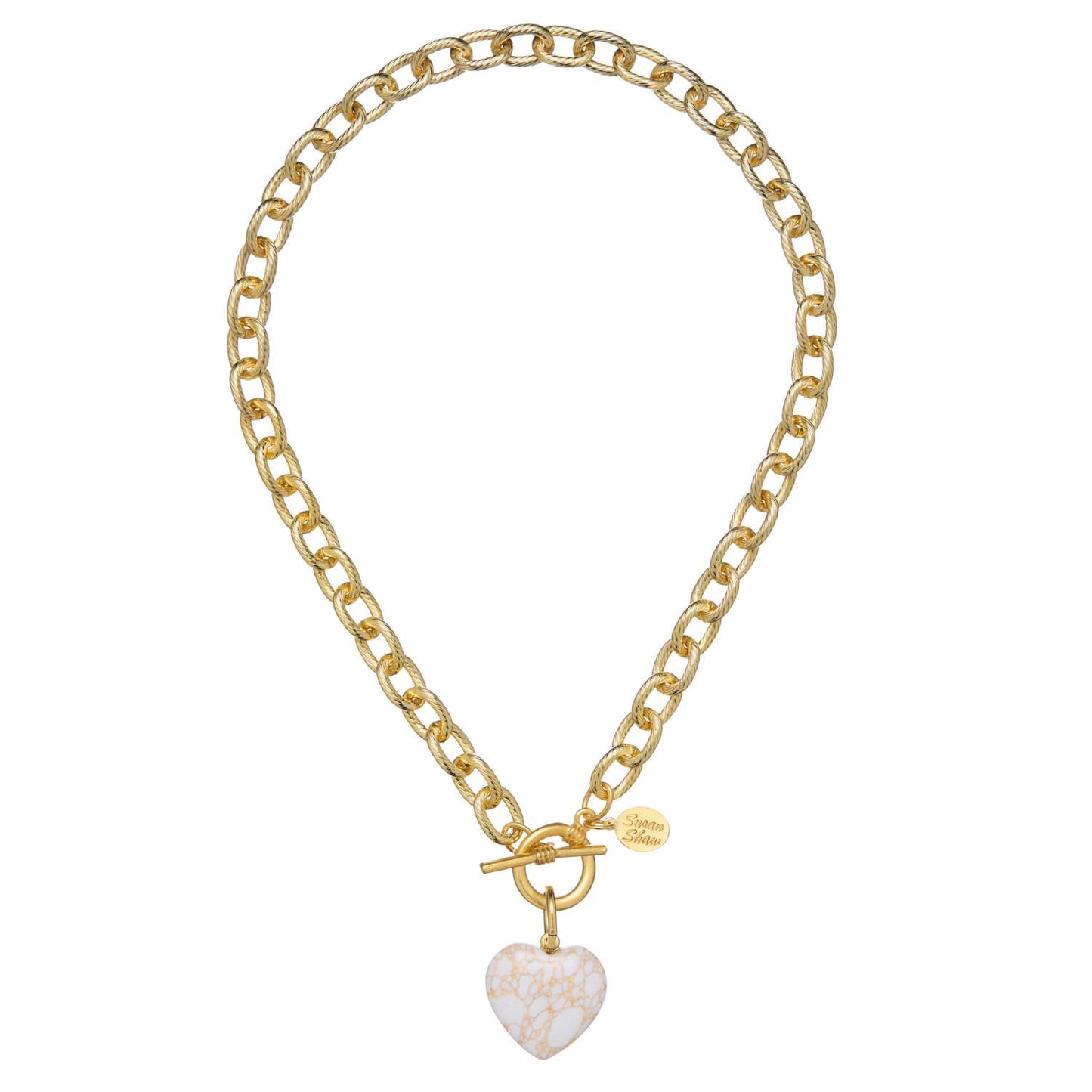 Stone Heart Toggle Necklace: White Turquoise